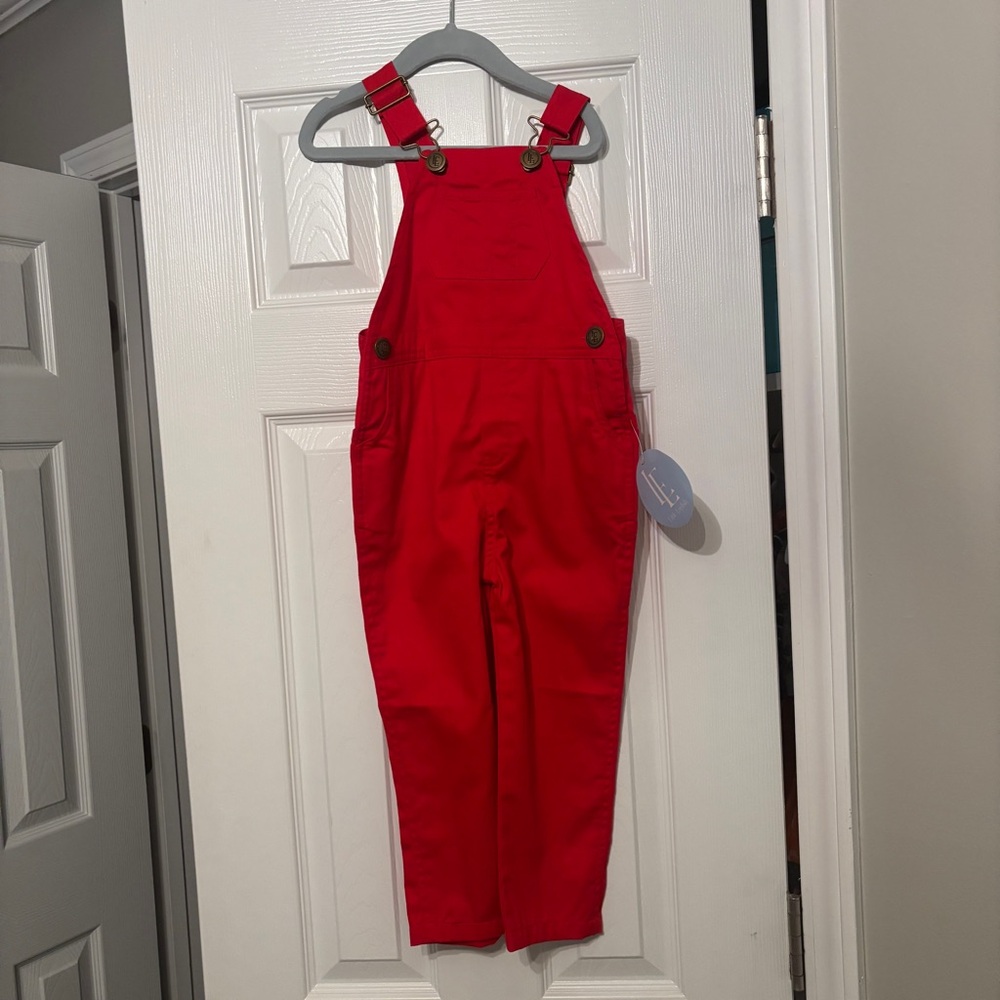 Little English Red Overalls 3T